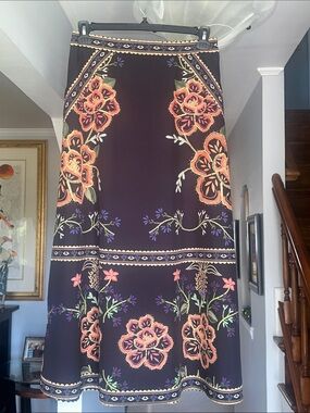 SHEIN Floral Black Maxi Skirt Sz L